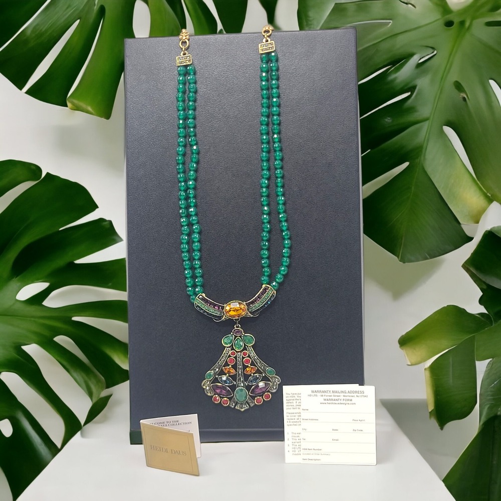 Heidi Daus To Have And Behold Necklace Green Double Strand Multicolor Swarovski